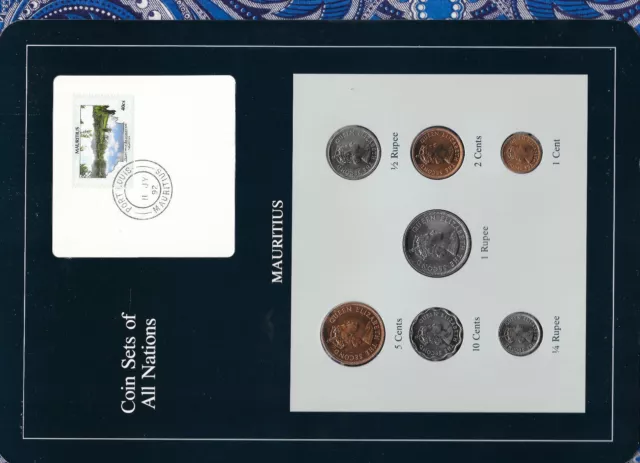 Coin Sets of All Nations Mauritius 1978 UNC 1/4,1/2,1 Rupee 10,5,2,1 Cents