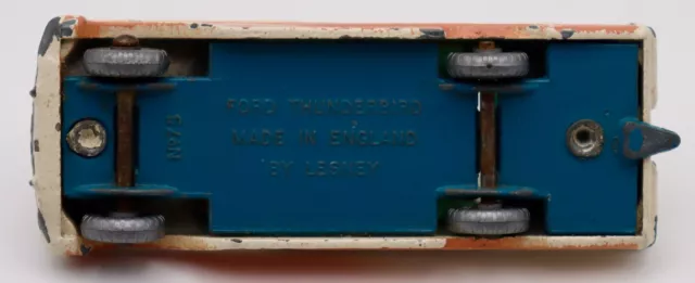 Vintage Original Moko Lesney Matchbox 75a — Ford Thunderbird Blue Green Base.