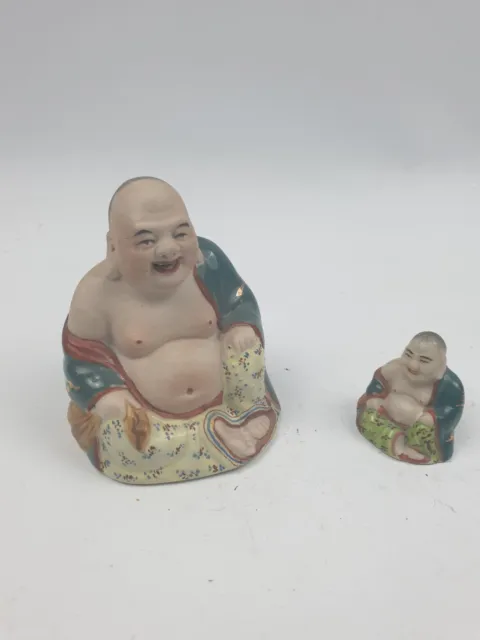 2 x Laughing Buddhas - Sitting