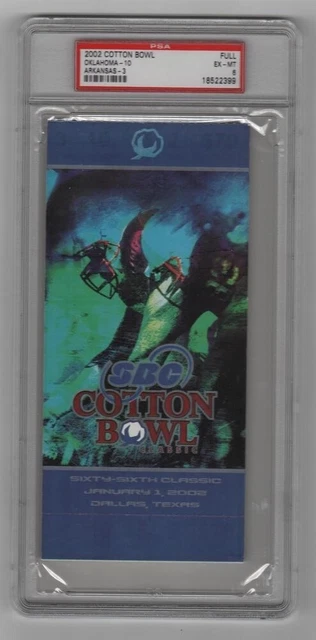 2002 Cotton Bowl Full Ticket Oklahoma Sooners v Arkansas Razorbacks PSA *2399