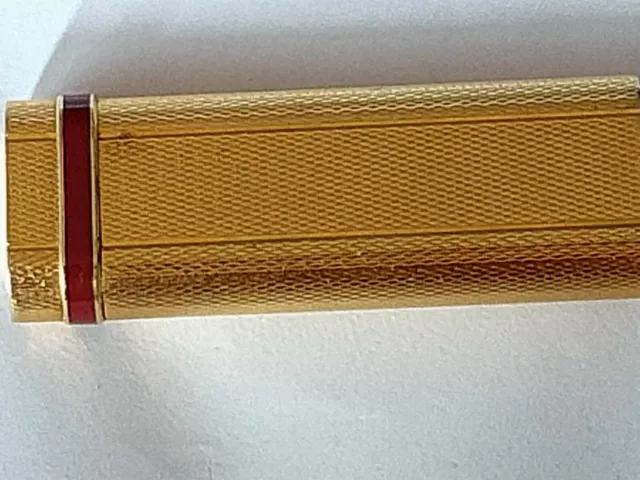 Lighter Cartier Paris Vendome Rare Gold Guilloche & Red Lacquer Pasha -...