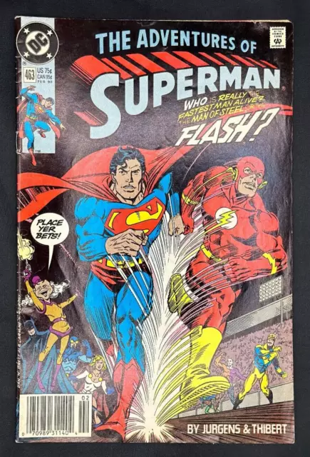 Adventures of Superman #463 ~ DC 1990 ~ Superman vs Flash race