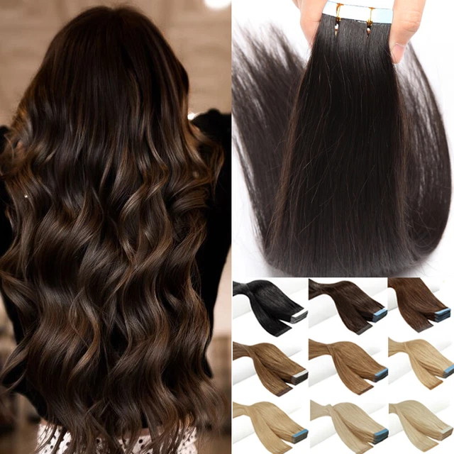 Cinta india en real Remy extensiones de cabello humano trama de piel cabeza completa 50 gramos de espesor