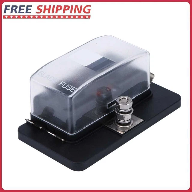 4 Way Blade Fuse Block Box with LED Warning Indicator + Cover for Car Marine RV