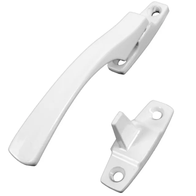 White Window Casement 10" STAY or 4" FASTENER Lever Arm Pull Handle Lock Catch