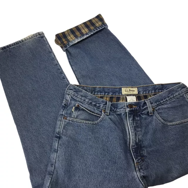 L.L. BEAN FLANNEL Lined Jeans Classic Fit Men's 36 x 30 Blue Denim ...