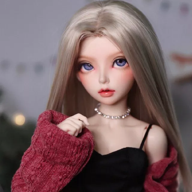 Full Set 1/4 BJD Ball Jointed Dolls Pretty Girl Eyes Makeup Wig Clothes Gift