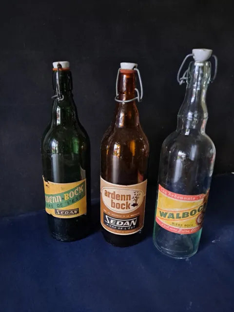 3 bouteilles bière Ardennes : Sedan Ardenn Bock + Coq Ardennais Vireux Walbock