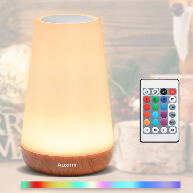 Auxmir Veilleuse LED Allaitement Lampe de Chevet Tactile avec 13 Couleurs RVB