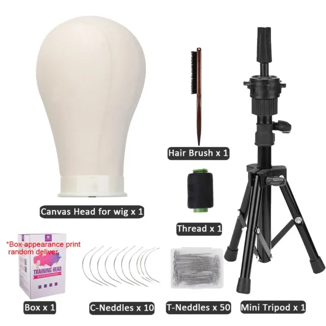 Training Canvas Block Mannequin Head for Wig Making Hat Display Holder Stand