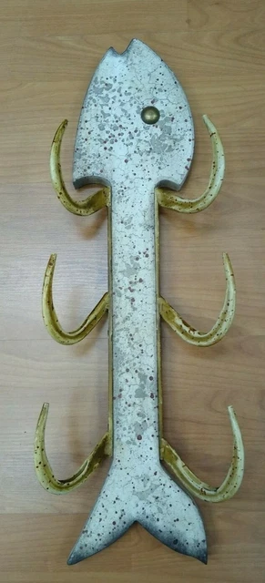 Nautical Decorative Shabby Painted Fish Bone Shape 3 Towel Racks Organization