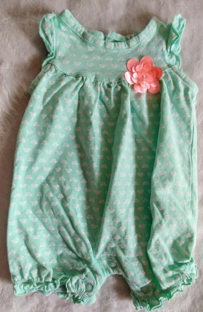 Carters green butterfly print baby girl romper shorts outfit 3 months infant new