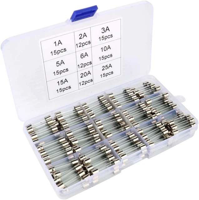 Assorties Kit De 126 Pcs Fusible Verre, 6 X 30Mm Cartouche En Verre Fuse, Coup R