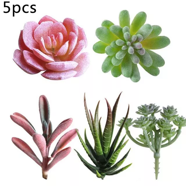 5pcs Artificial Succulents Plants Fake Succulent Succulent Flower Land Lotus