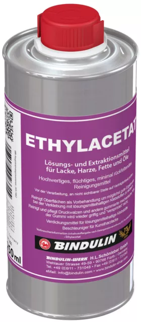 Bindulin Ethylacetat 250 ml Flasche - flüchtiges Reinigungsmittel - Verdünnung