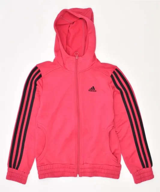 ADIDAS Girls Zip Hoodie Sweater 9-10 Years Pink BN05