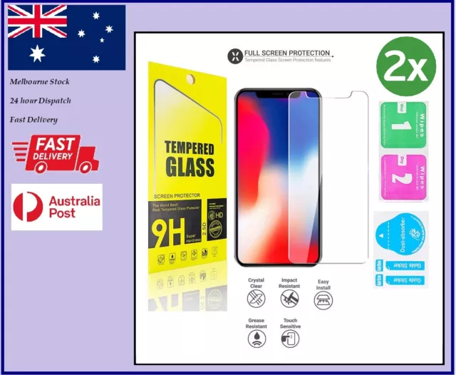 2X 9H Tempered Glass Screen Protector iPhone 6/7/8 6/7/8+ XR/X/XS/11 PRO PRO MAX