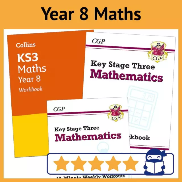 Jahr 8 Mathematik Bücher für 2024 - Arbeitsmappenpaket Alter 12-13 - mit Antworten - NEU