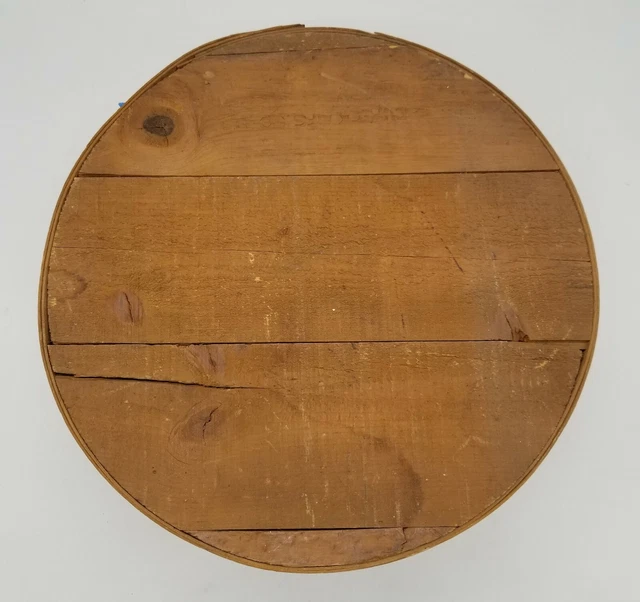 Vintage Round Wooden Cheese Box 15" X 5" Dufeck MFG. Denmark WI