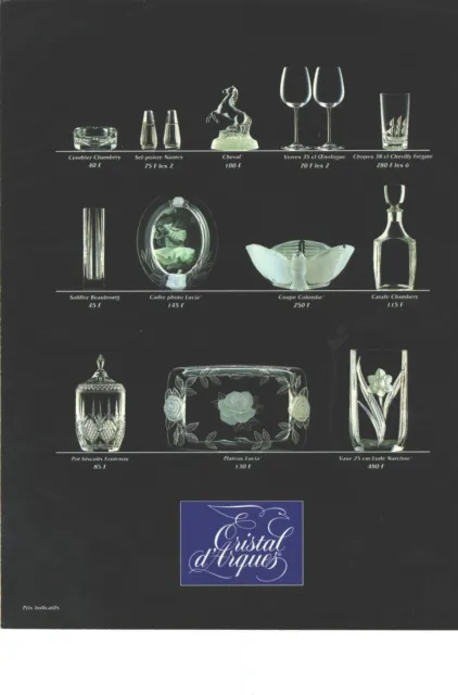 PUBLICITE ADVERTISING 1991   CRISTAL d' ARQUES verrerie art de la table
