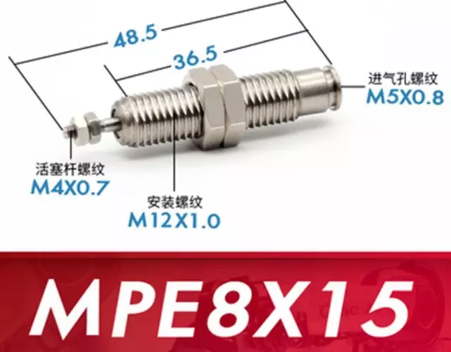 1Pcs MPE8x15 Pin pneumatic cylinder MPE SMC type single acting spring return