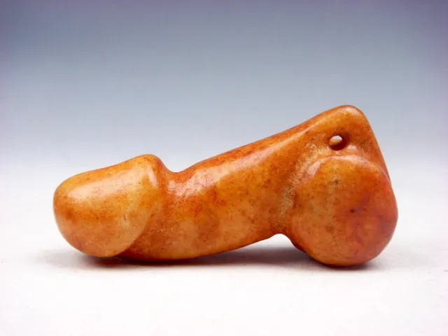 Old Nephrite Jade Stone Carved Sculpture Blessing Penis #09122305