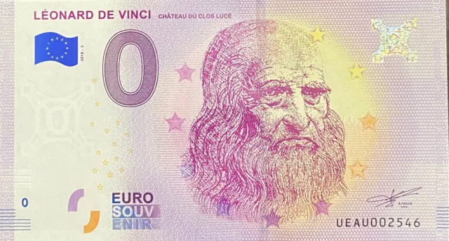 Billet 0  Euro  Leonard De Vinci Clos Luce France 2018 Numero Divers