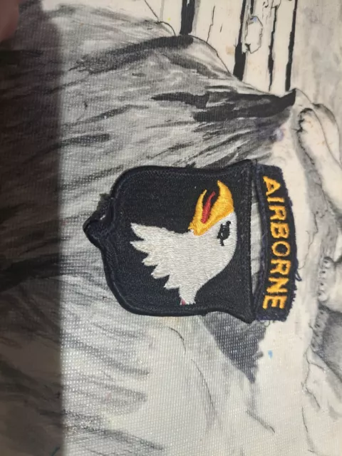 WW 2 US Army 101st Airborne Division Black Back Patch W/ Attached Tab