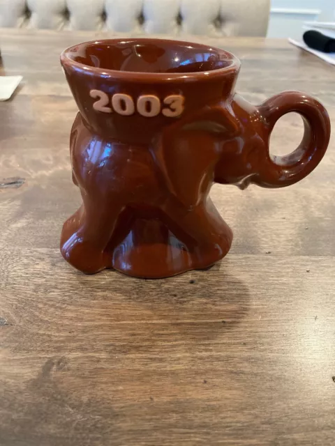Frankoma Pottery - VINTAGE Brown GOP (Republican) Elephant Ceramic Coffee Mug