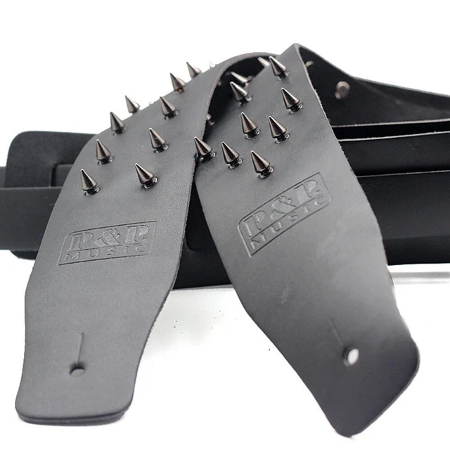 Heavy Duty Metal Spike Studded Guitar Strap Comfortable & Friction Resistant