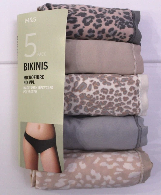 5 PACK LADIES EX MARKS & SPENCER NO VPL FULL BRIEFS MICROFIBRE 12