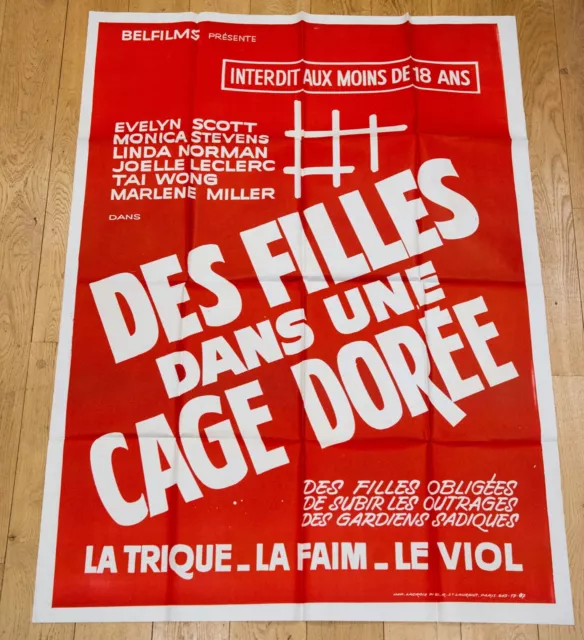 DES FILLES DANS UNE CAGE DORÉE Affiche cinéma 120x160 JESS FRANCO, ARNO PORNO