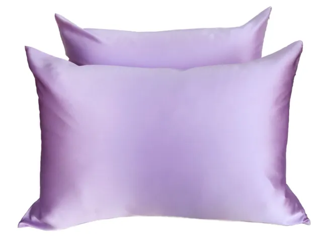 2x  LIGHT PURPLE Both Sides 100% Pure Mulberry Silk Pillowcase Pair 22 Momme