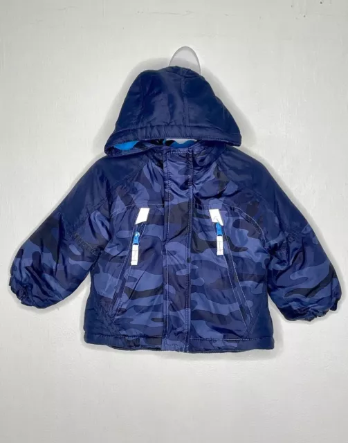 Carters Hooded Camouflage Jacket Baby Boys Size 18 Months Zip Up Warm Blue