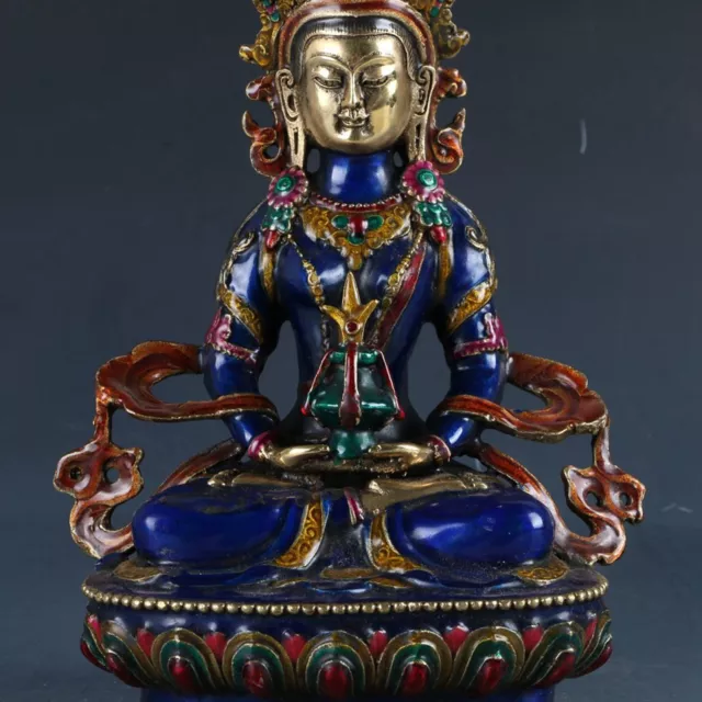 Chinese Cloisonne Handwork Carved Vajrasattva Bodhisattv Old Copper Statues