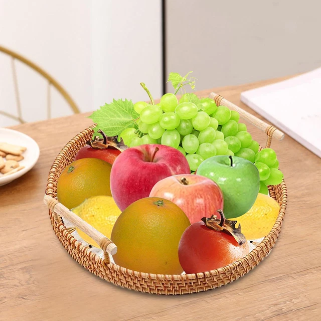 Corbeille à Fruits Tressée Main - Polypropylène Imitation Rotin - 31x29x6,5 Cm - Pour Table Ou Déco - 6