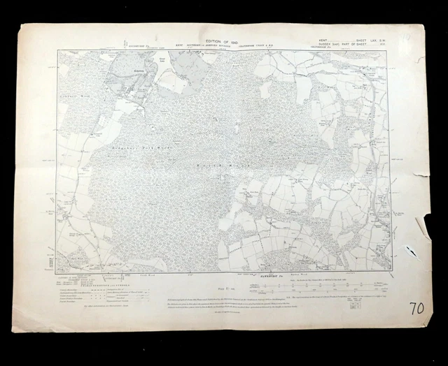 MAP OF KENT Sussex Frith Wood Hawkhurst Bedgebury Park Woods Antique ...