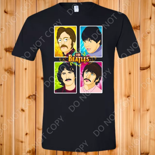 Custom T-Shirt Halftone The Beatles Fab Four Graphic Tee