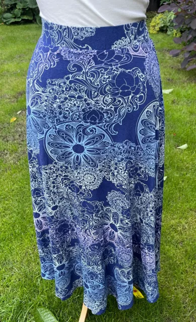 Joe Browns Blue & White Floral Print 'Beach To Bar' Jersey Maxi Skirt 16