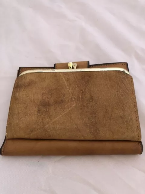 VINTAGE 80S ROLFS Wallet Honey Brown Leather Cowhide Bifold Coin Purse ...