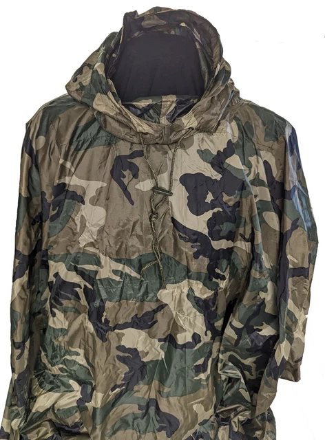 Military Woodland Camo Poncho Waterproof Army Hiking Nylon Polyester Camouflage Military Woodland Camo Poncho Waterproof Army Hiking Nylon Polyester Camouflage