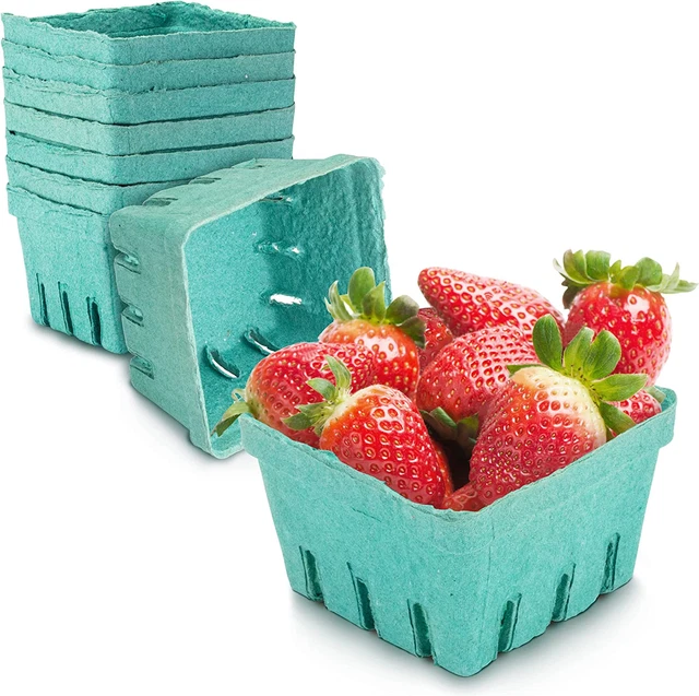 FMP Brands Pint Green Molded Pulp Fiber Berry Basket Produce Vented Container fo