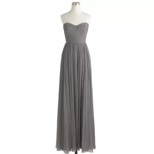 J. Crew Marbella Bridesmaid Silk Chiffon Strapless Dress, Size 2