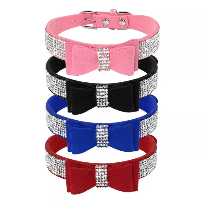 Strass Collier pour petit Chiot chien Chat Bowknot Réglable Collier 4 Couleur