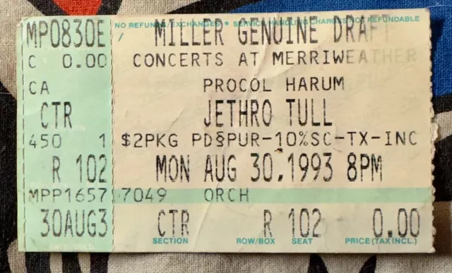 Jethro Tull - August 30, 1993 - Merriweather Concert - Ticket