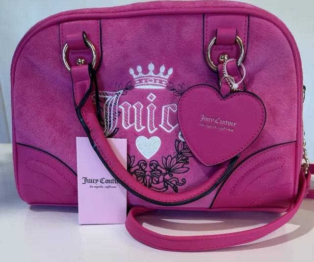JUICY COUTURE HOT BARBIE Pink Leather Crossbody Shoulder Bag Gold Chain  $35.00 - PicClick