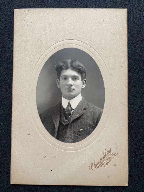 Antique Portland Oregon OR Handsome Man Cabinet Photo Card