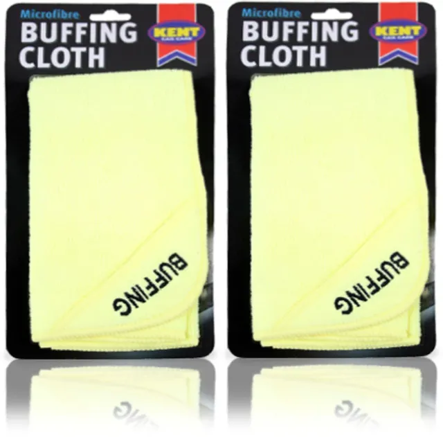 2x Kent Car Care Soft Microfibre Car Wax Buffing Waxing Cleaning Cloth