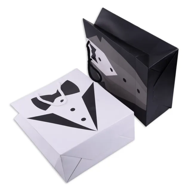 2x Wedding Tuxedo Paper Pouch Gift Bag pour Man Bride Bridegroom Wedding Favor