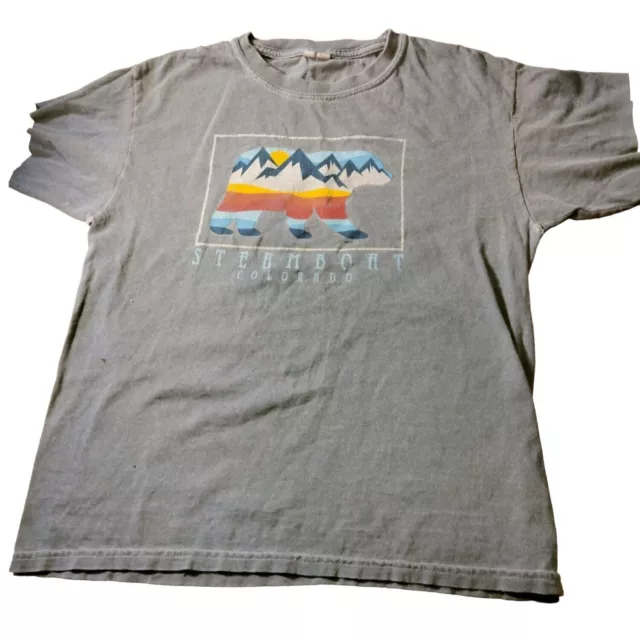 A Steamboat Springs T Shirt Mountain Bear Distressed Blue Colorado Youth Small